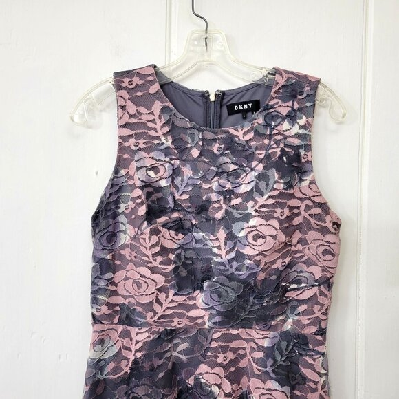 DKNY Pink and Gray Lace Party Dress - Picture 4 of 7